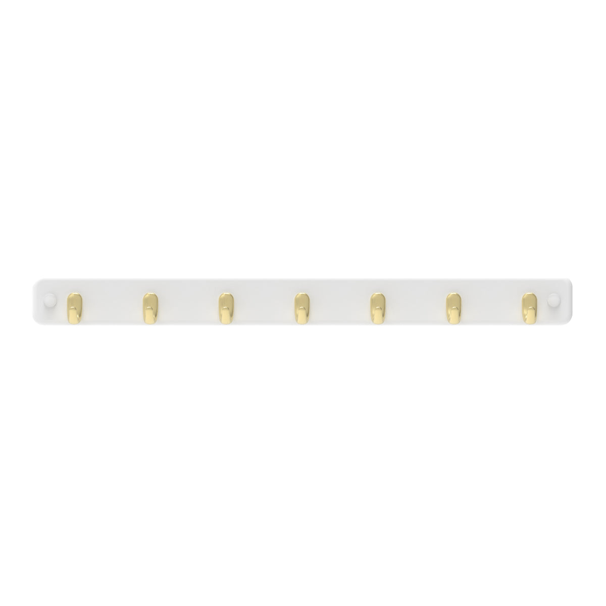7 Brushed Brass Hook White Board Key Rack