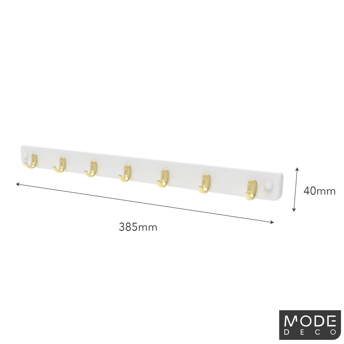 7 Brushed Brass Hook White Board Key Rack