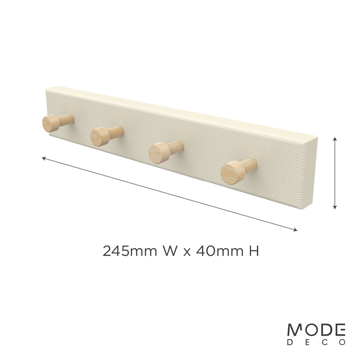 4 Timber Hooks on Beige Board Key Rack