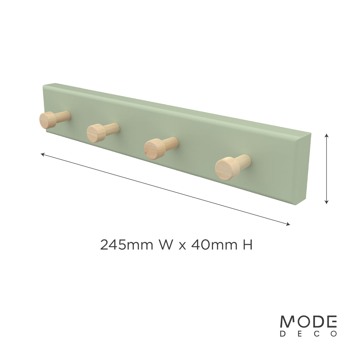 4 Timber Hooks on Green Board Key Rack