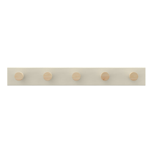 5 Timber Hooks on Beige Board Hook Rack