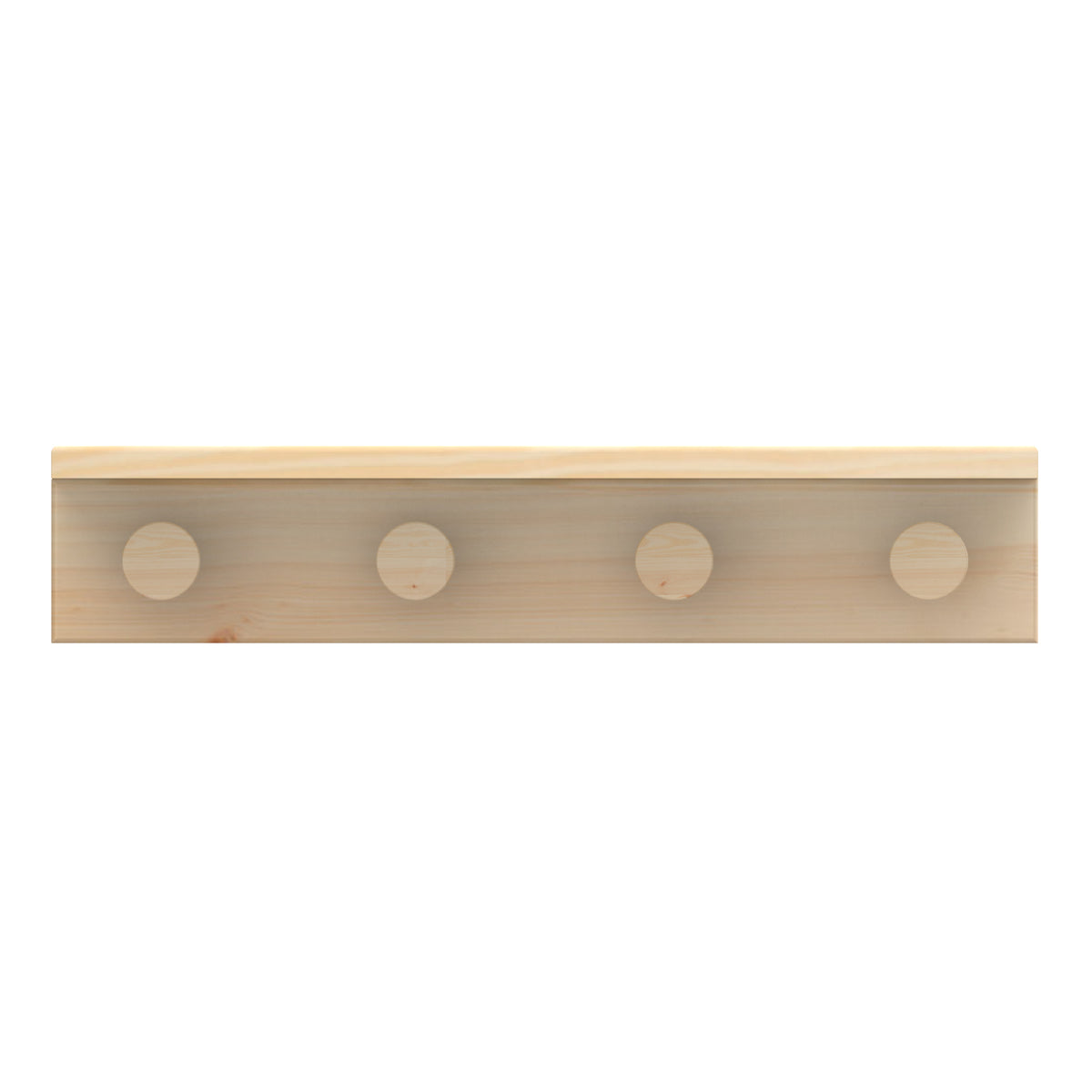 4 Timber Hooks on Pine Board with Shelf