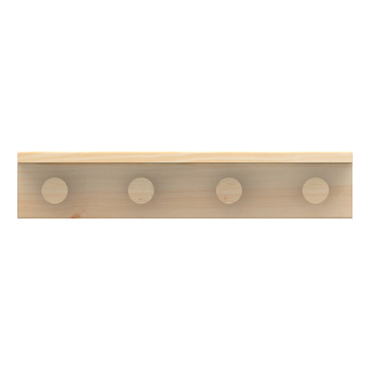 4 Timber Hooks on Pine Board with Shelf