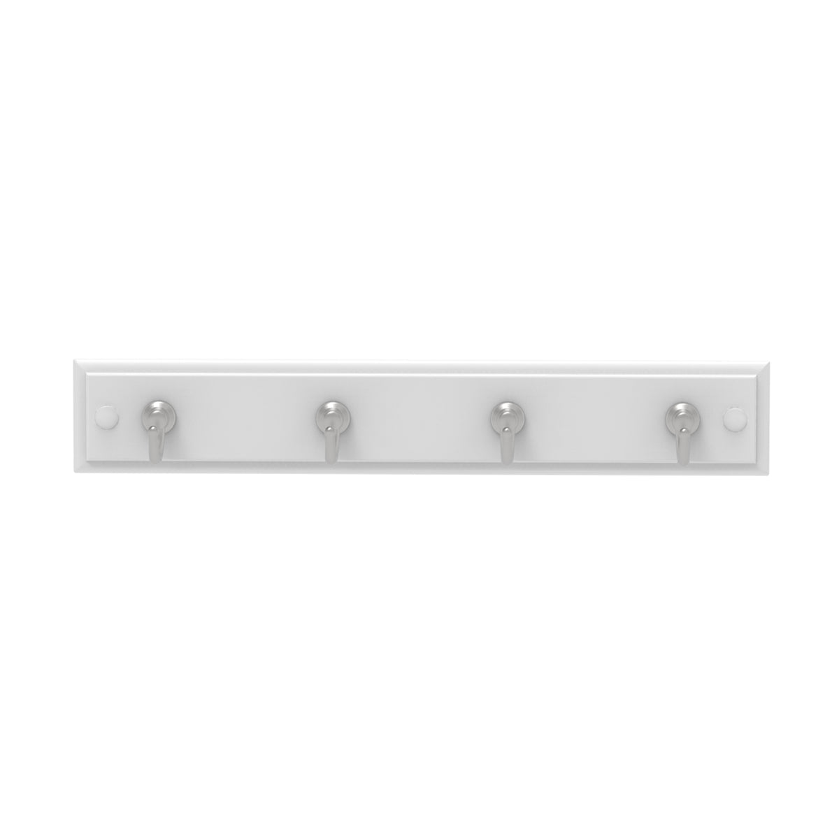 4 Chrome Hooks on White Board Key Rack
