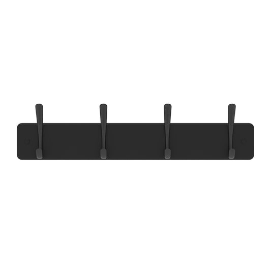 4 Black Hooks on Black Board Hat & Coat Rack