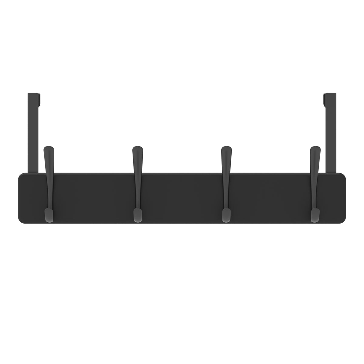 4 Black Hooks on Black Board Over Door Hook