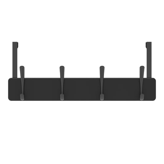 4 Black Hooks on Black Board Over Door Hook