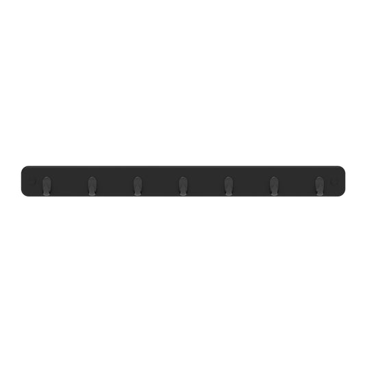 7 Black Hooks on Black Board Key Rack