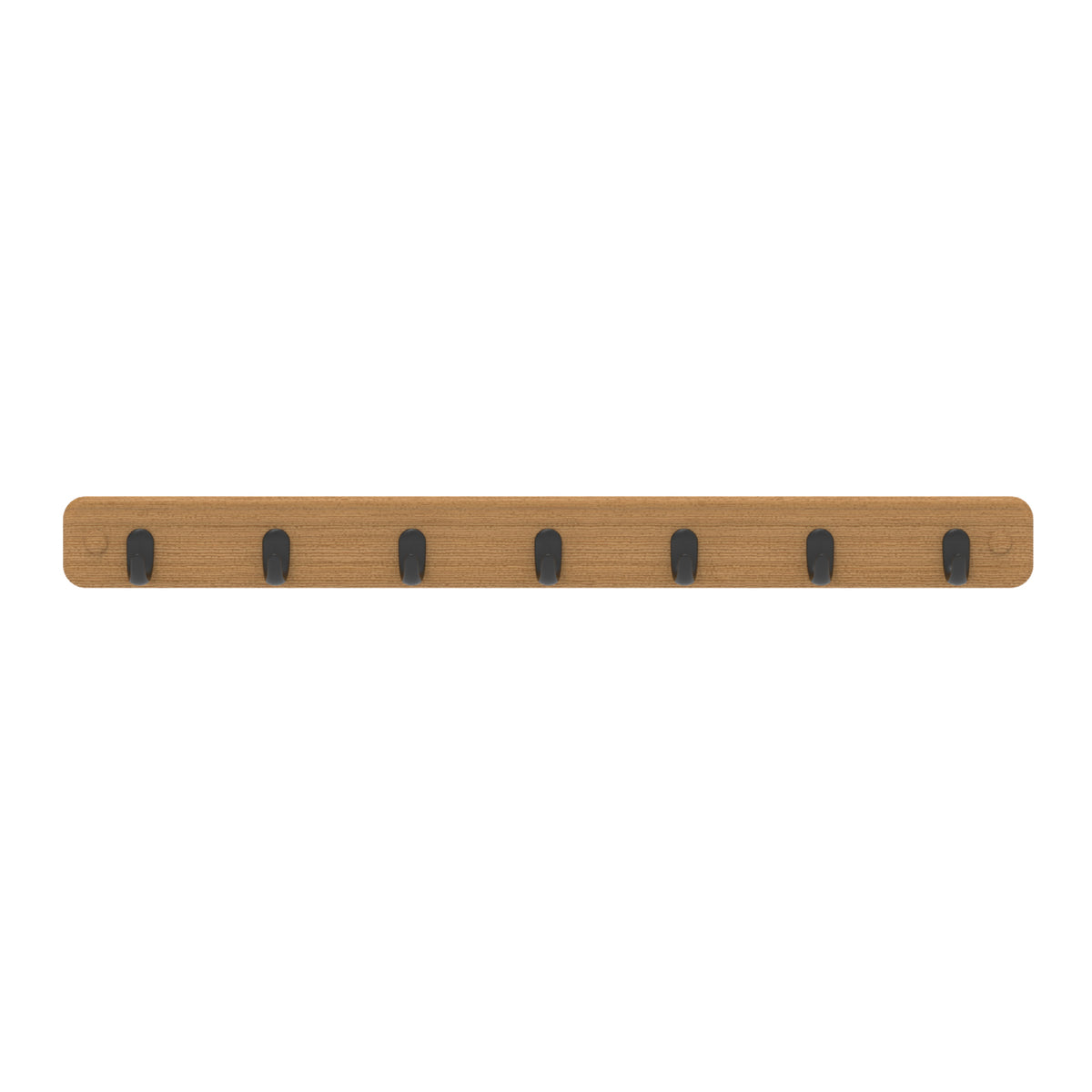 7 Black Hooks on Bamboo Board Key Rack