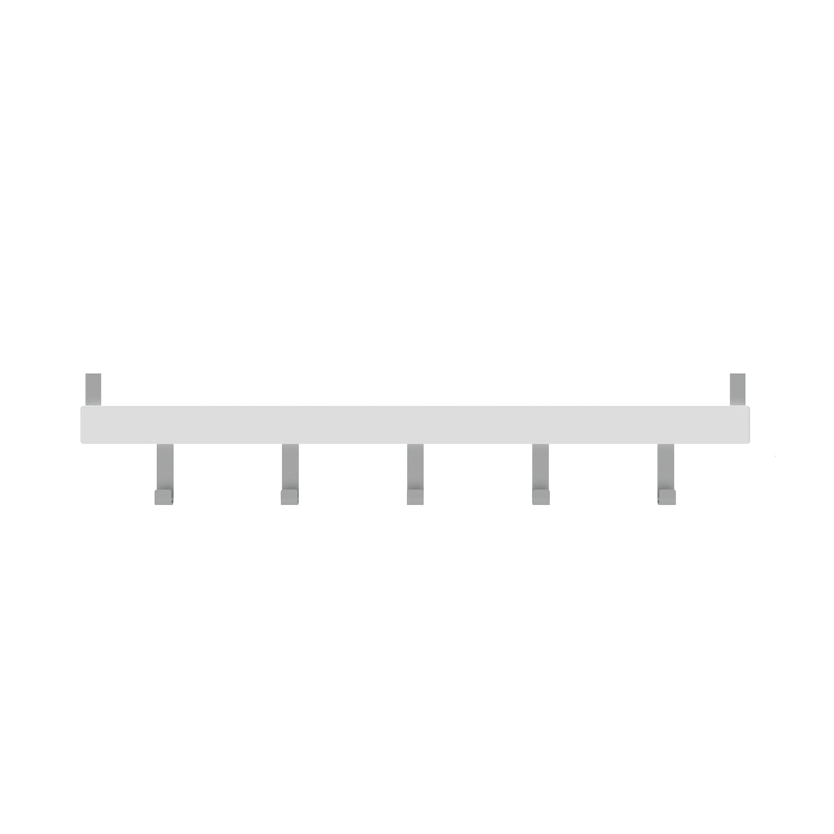 5 Chrome Hooks on White Board Over Door Hook