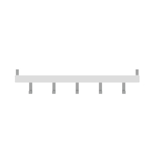 5 Chrome Hooks on White Board Over Door Hook